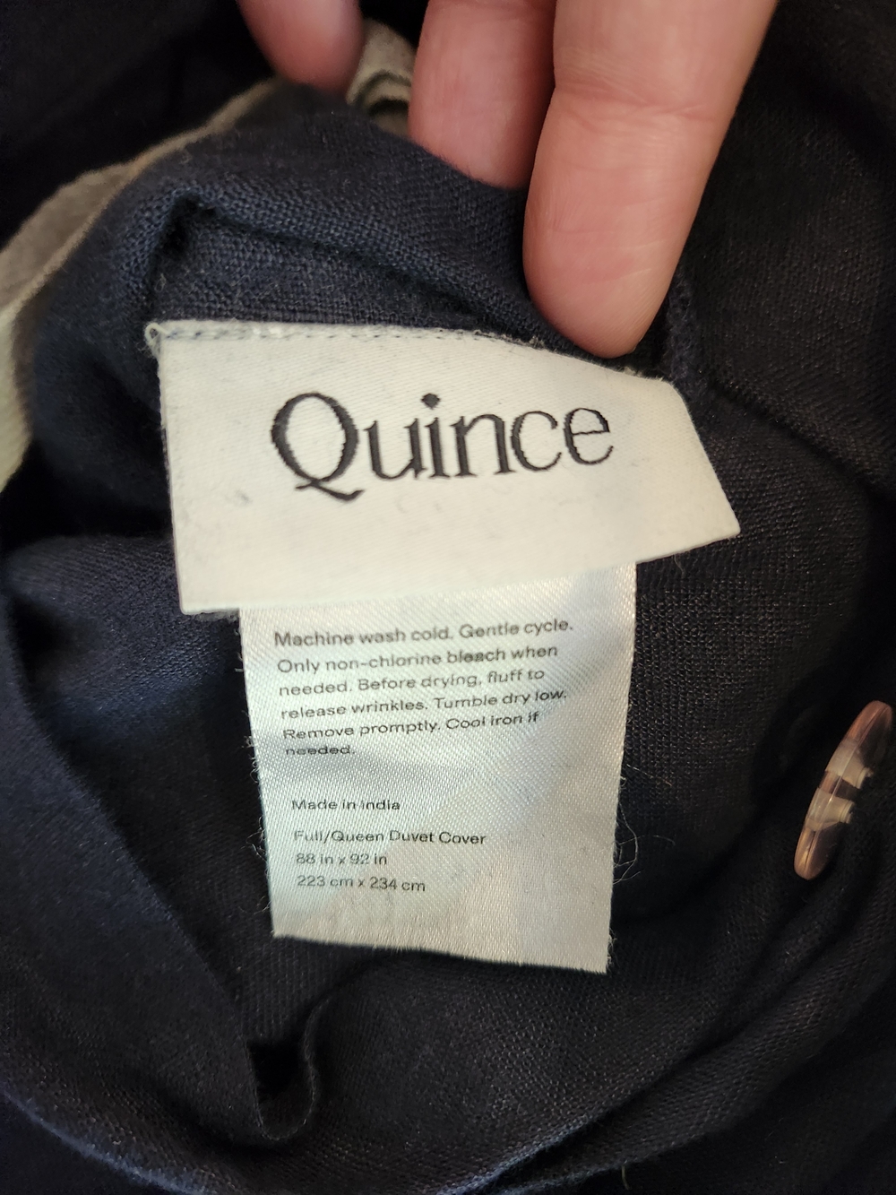 Quince European Linen Duvet Cover Full Queen Navy 100% Linen EUC - Picture 7 of 8